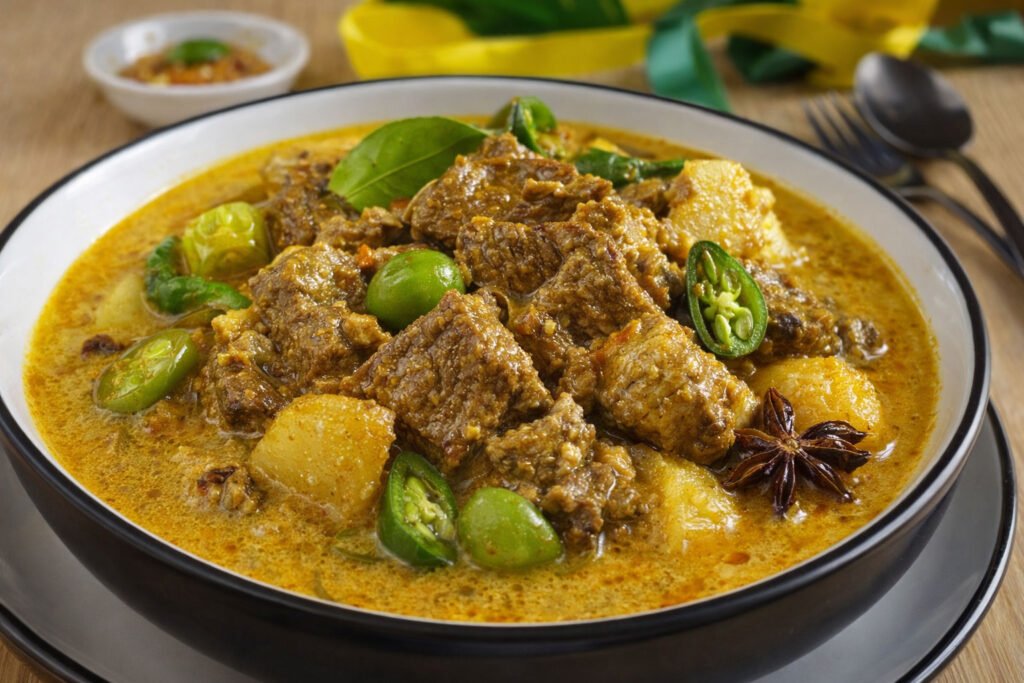 Resep gulai kurma Padang dengan kuah santan kental dan daging empuk